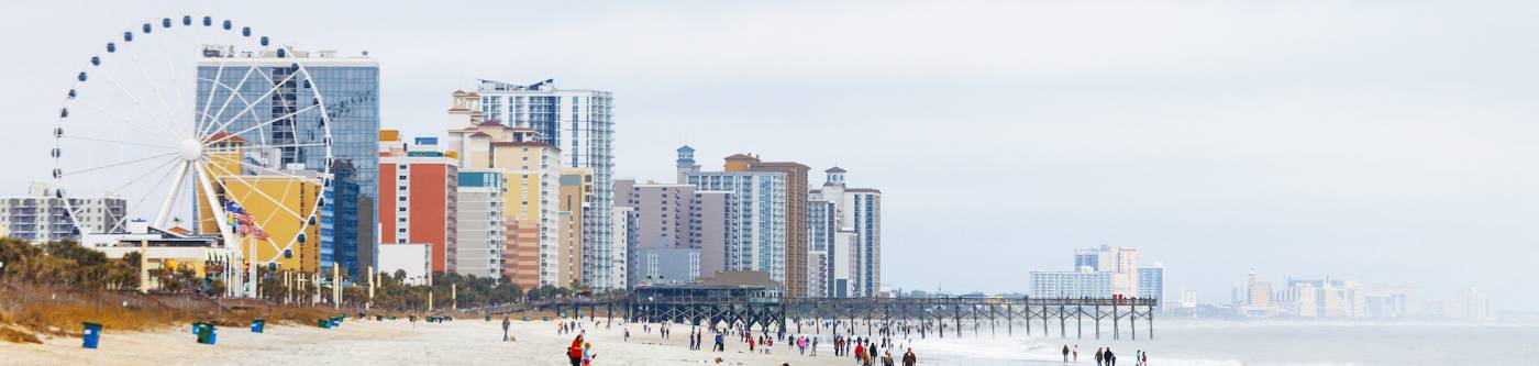 image of Myrtle Beach with Ferris Wheel and pier in the distance